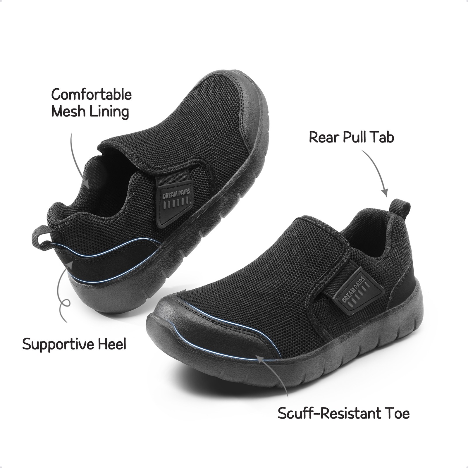 Boys Girls Sneakers Slip On Running Shoes Protective Toe School Athletic Shoes