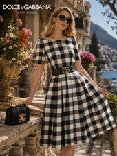 RARE Dolce&Gabbana Cotton Poplin Plaid Check Dress