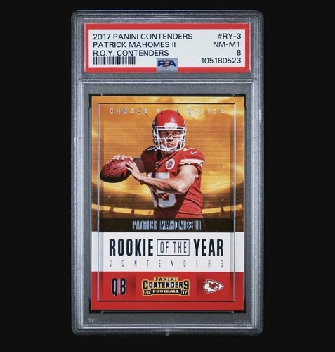 2017 Panini Contenders Patrick Mahomes II Rookie Insert RY-3 PSA 8 Chiefs
