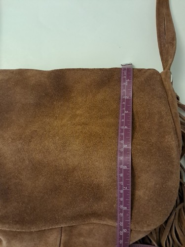 Hand Made Crazy Fringe Brown Suede Boho Hobo Crossbody Shoulder Bag Exceptional - Picture 12 of 15