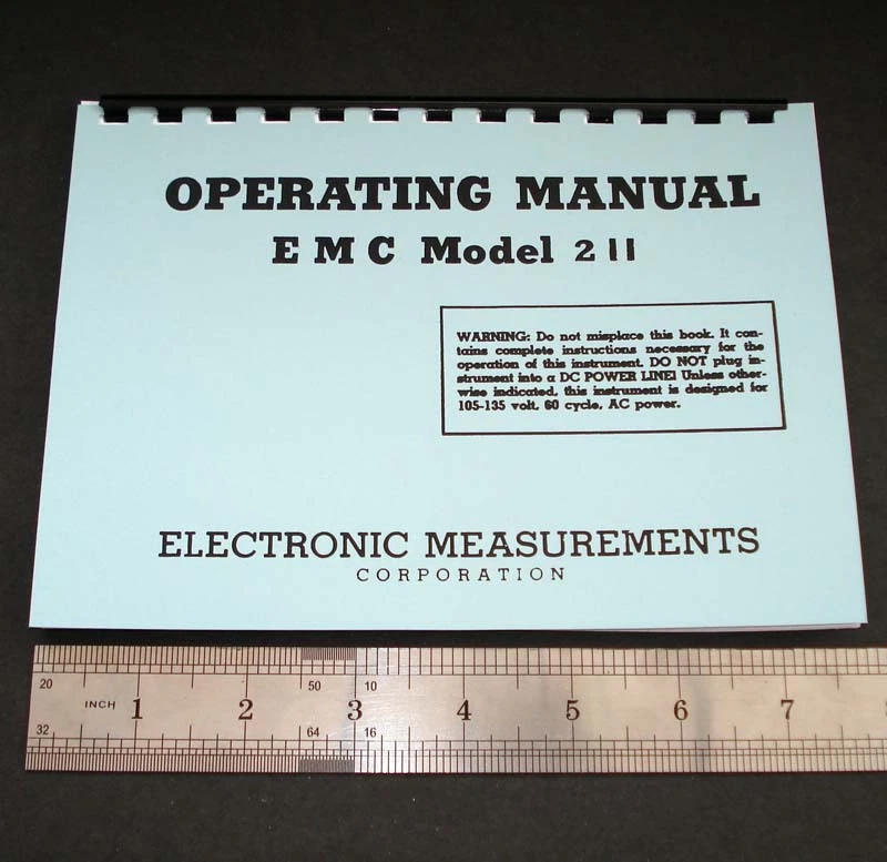 Manual and Test Data for EMC Model 211 Tube Testers, Dated 1960 5.5x8" format