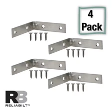 RELIABILT 3-in x 0.75-in x 3-in Stainless Steel Corner Brace (4-Pack)