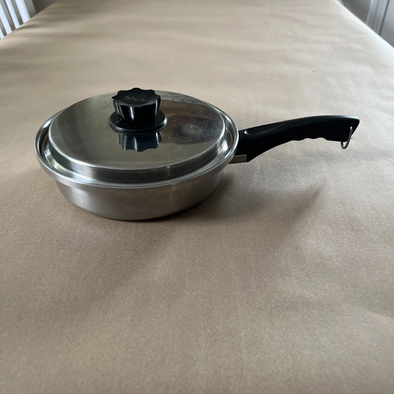 Vintage Lustre Craft 3 Ply 18-8 Stainless Steel 9" Frying Pan Skillet With Lid