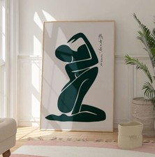 Matisse Green Scandinavian Woman Print, Elegant Fine Art, Stylish Home Art Decor