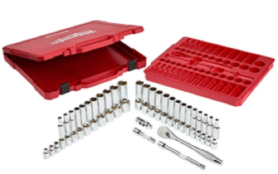 Milwaukee 48-22-9008 3/8" Drive 56 piezas SAE / Juego de herramientas métrico trinquete y zócalo