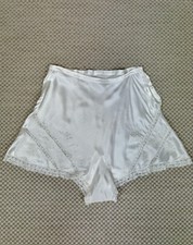 Vintage 1930s Silk Satin White Tap Pants w/ Embroidery and Lace Lingerie AS IS