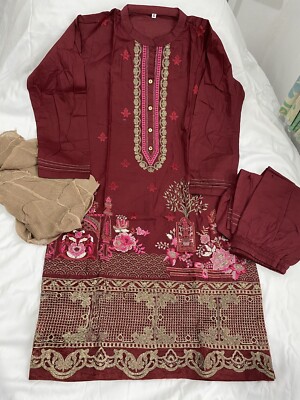 Baumwolle 3 Stück Shalwar Kameez Readymade