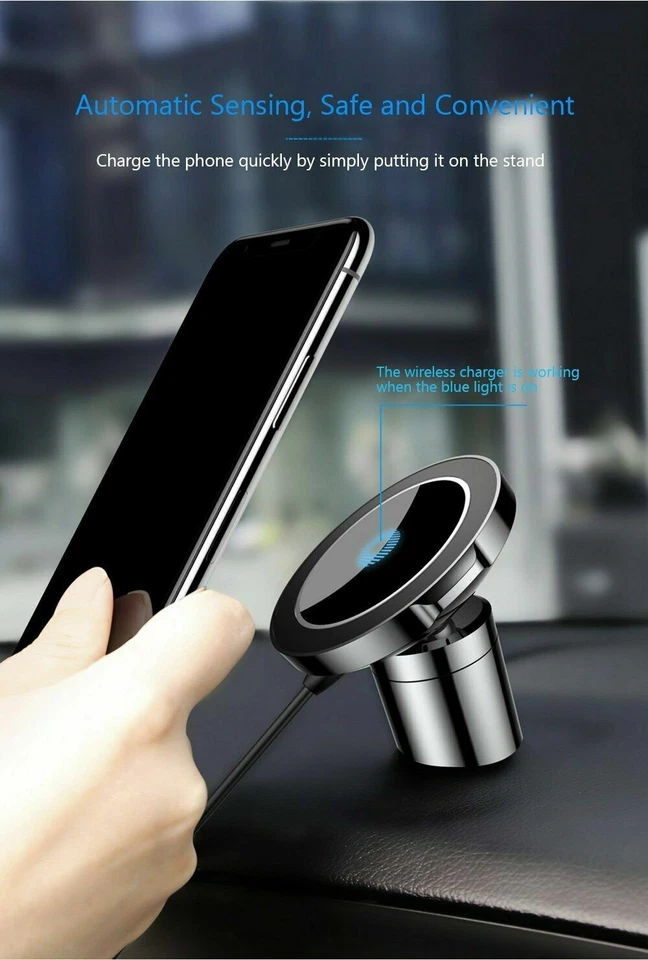 QI Wireless Charging Magnetic Dash Or Vent Car Mount Phone Holder - Image 3 of 4