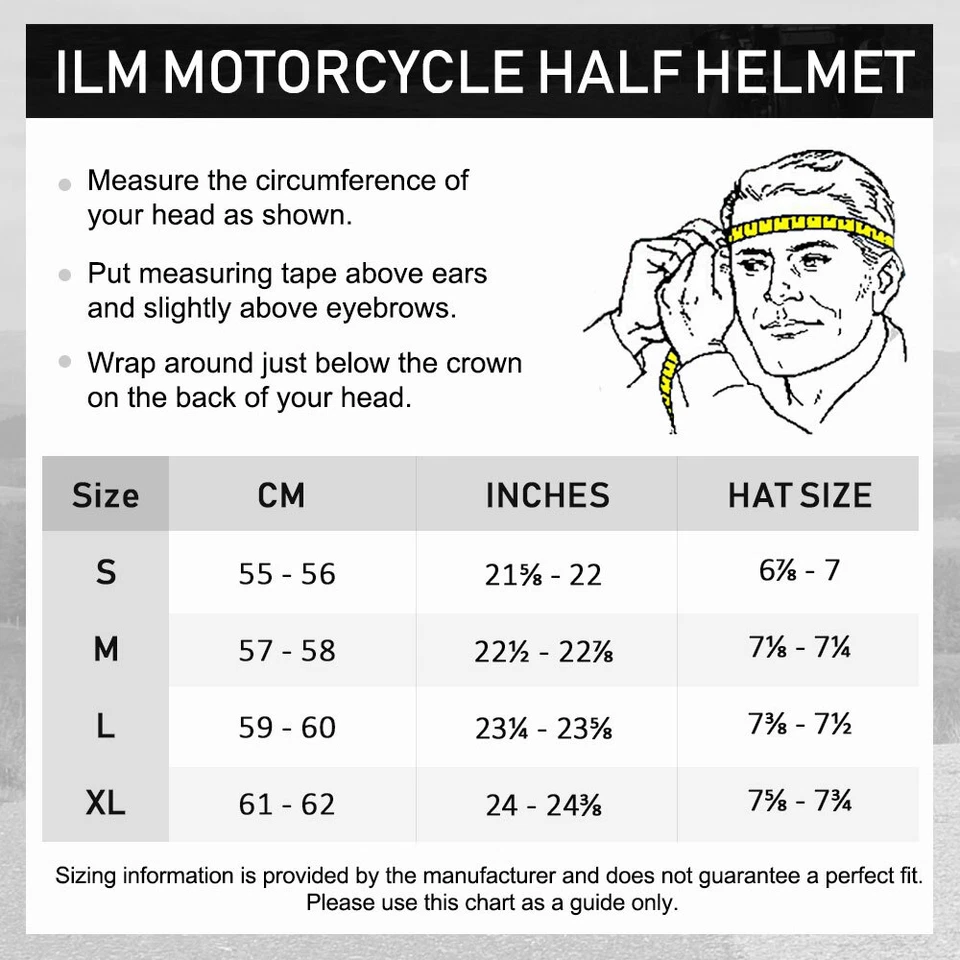 ILM Motorcycle Half Helmet with Fastening Buckle Bike Helmet Sun Visor DOT Gifts - Image 4 of 4