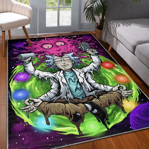 r sanche Meditation Area Rug, TV Serie Adult Cartoon Carpet, Rick and Rickandmorty