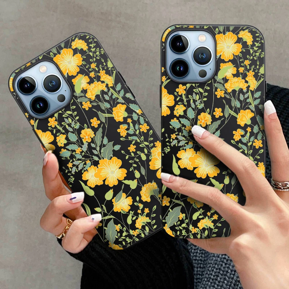 Phone Case For Apple iPhone 14 Pro Max 13 12 15 Flower Lace Protective TPU Cover