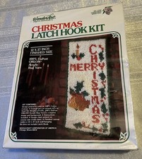 New Vintage Wonder Art Latch Hook Craft Kit Merry Christmas USA Made 12" x 27"