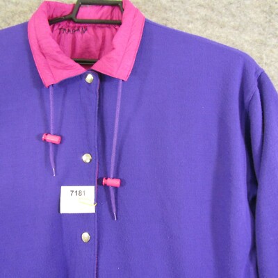 Vintage K-Mart Jacket Womens Medium Purple Pink Lining Knit Snap