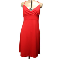 Express Strappy Criss-Cross Back V-Neck Knee Length Dress Adjustable Red 9/10