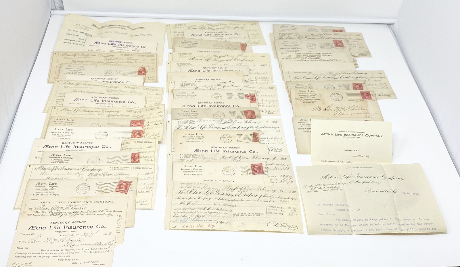 Antique Aetna Life Insurance Policies 1898-1913 Louisville Kentucky Mannsville