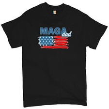 MAGA Dad American Flag T-shirt Donald Trump 2024 Keep America Great Men's Tee