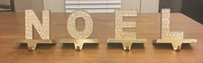  Christmas Stocking Holders for Mantle- 4 Gold- NOEL
