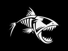 Skeleton Fish Fisherman Vinyl Decal Car Window Truck Sticker Choose Size Color
