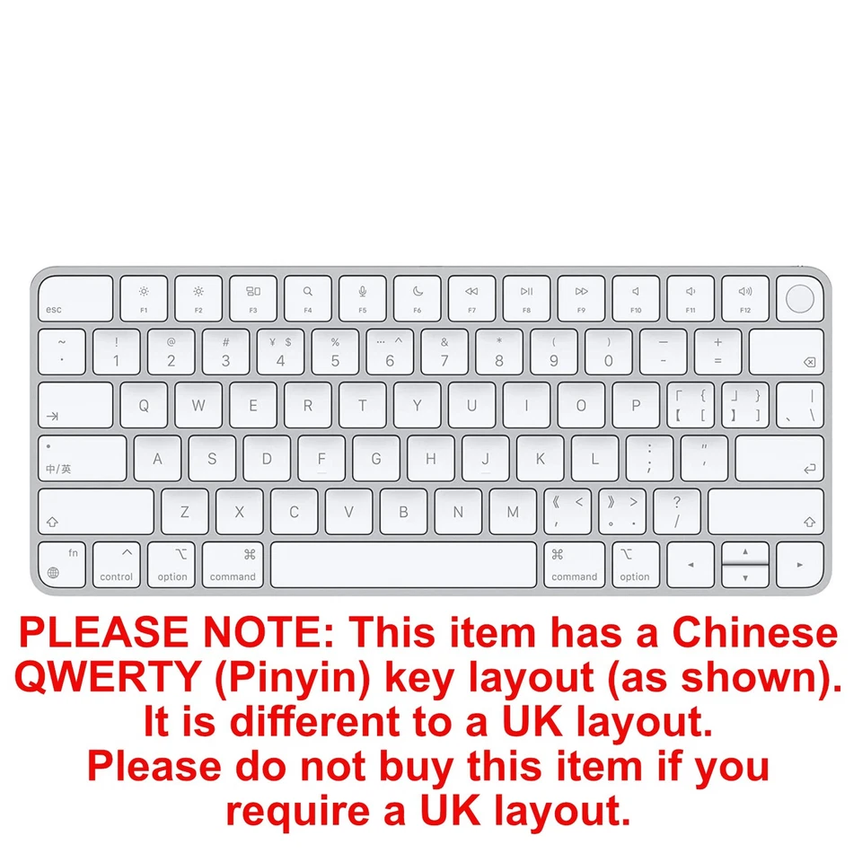 Genuine Apple Magic Keyboard with Touch ID, White **Chinese (Pinyin)** MK293CG/A - Image 2 of 4