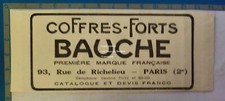 COFFRE FORT BAUCHE  publicité 1930