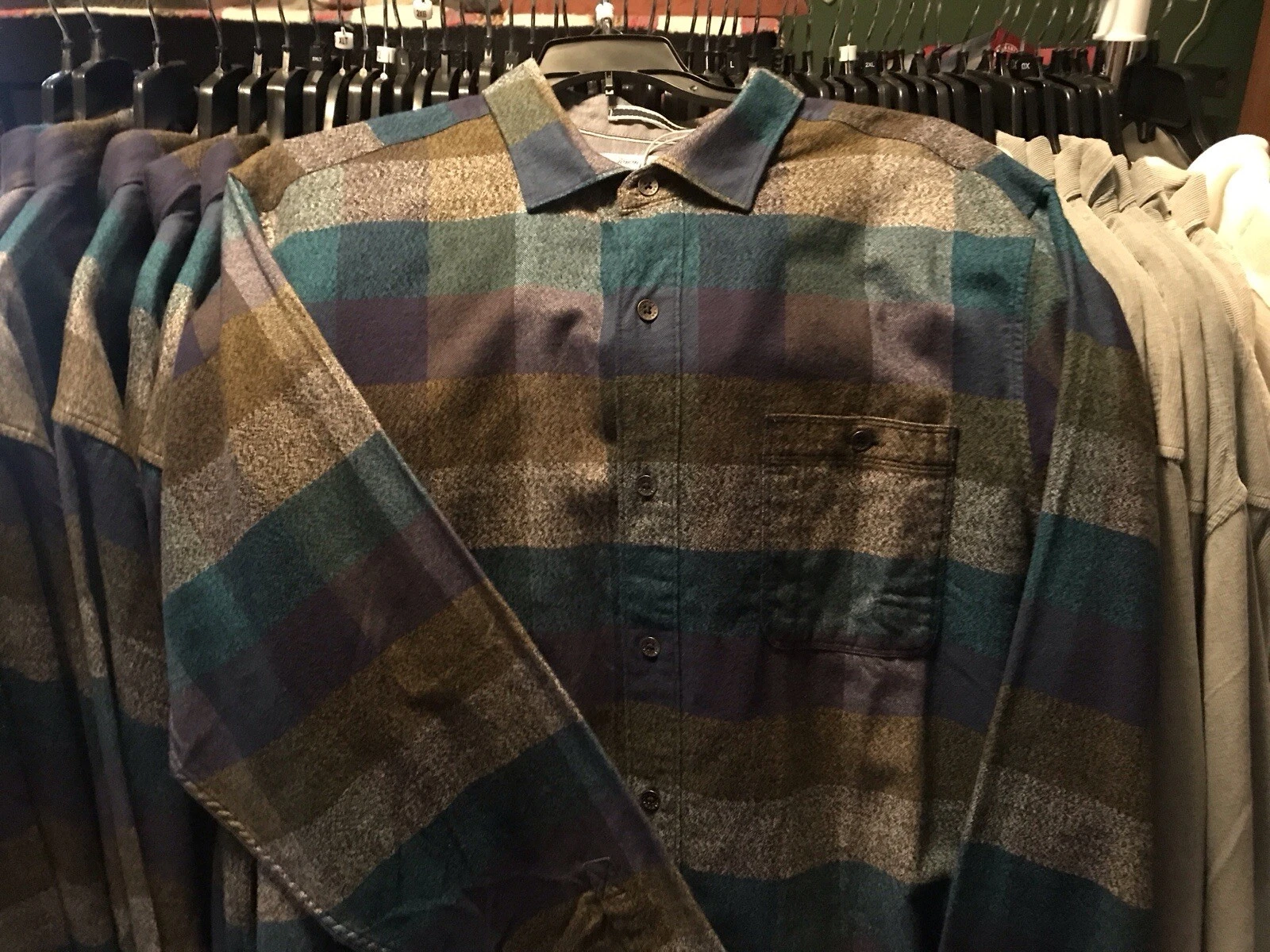 Tommy Bahama Flannel Shirt 2XLB Big Canyon Beach Bonfire Burnt Olive