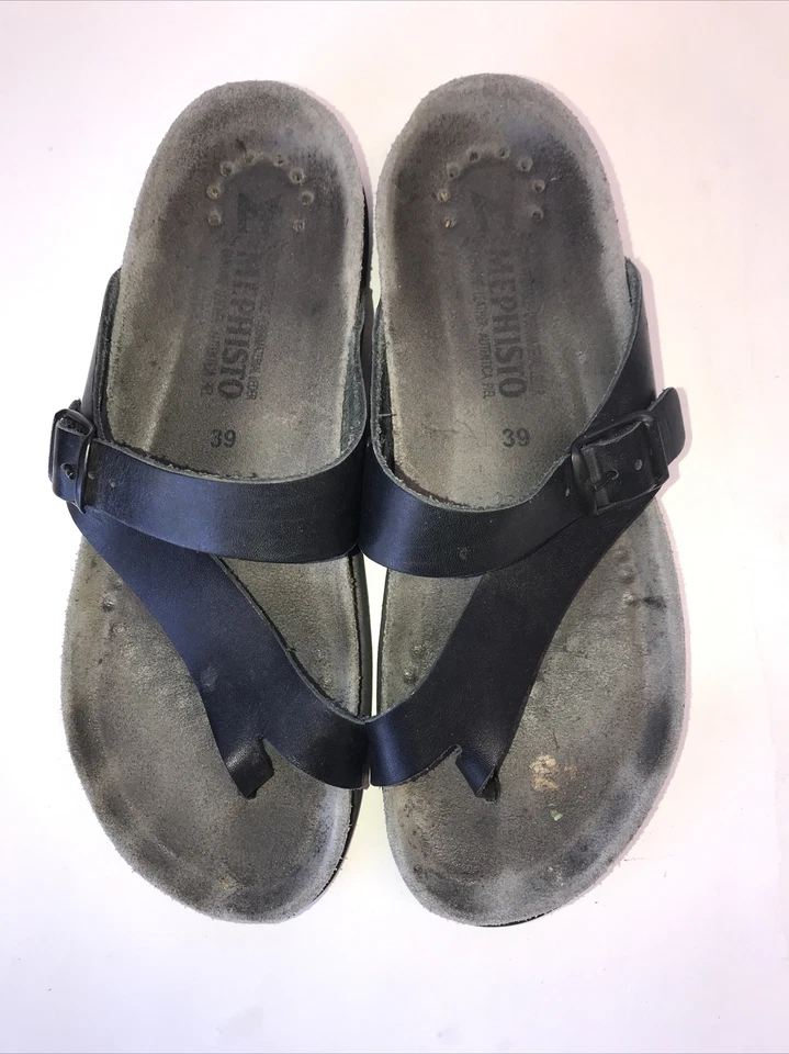 Mephisto Helen Womens 39 Sandals Black Thong Slide Shoes Comfort US 8 - Image 4 of 4