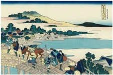 Ukiyo-e Reprint Katsushika Hokusai Syokoku Meibashi Kiran Echizenfukuinohashi