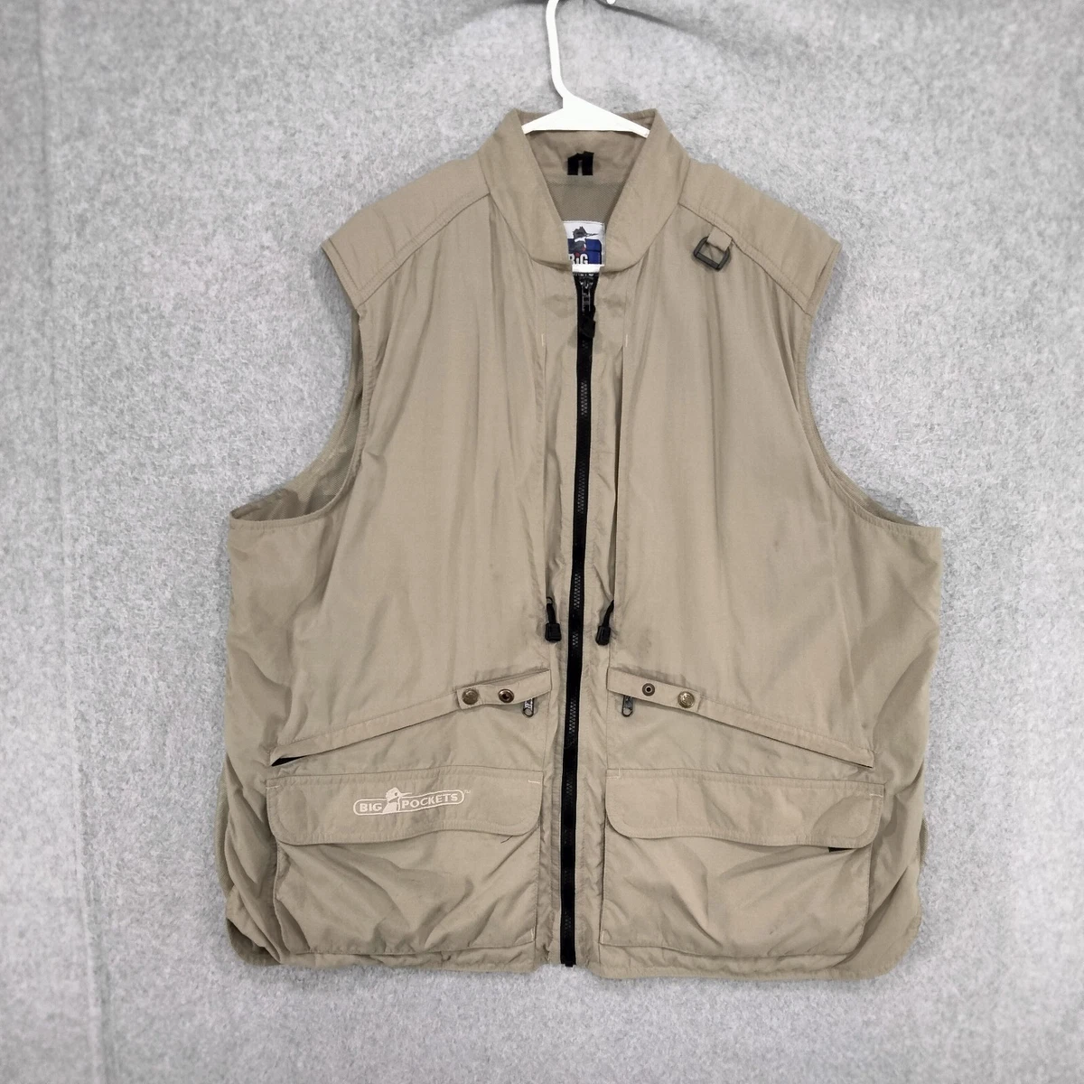 VTG Big Pockets Tropical Birders Vest Mens Size XL Tan Fishing Sleeveless Solid