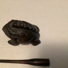 Groaning Frog Guiro Carved Wood Percussion Instrument Made In South America