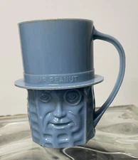 Mr. Peanut Planters Blue Gray Plastic Souvenir Cup Mug 4" Collectable 1970's
