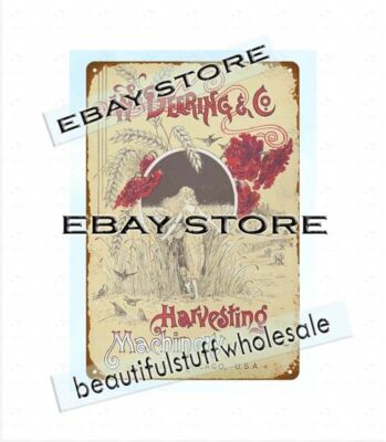 1886 wm deering co harvesting machinery metal tin sign modern wall art decor