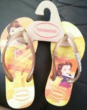 Disney Beauty and The Beast Belle Flip Flops for Kids Size 9C Yellow