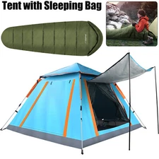 4-5 Person Waterproof Automatic Pop Up Tent for Camping Hiking w/ Sleeping Bag