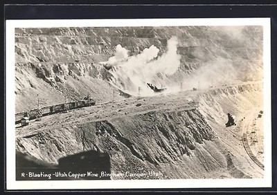 Ansichtskarte Bingham-Canyon, UT, Utah Copper Mine, R-Blasting 