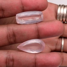 2 Pcs Natural Rose Quartz 26mm-27mm Faceted Cut Top Quality Untreated Gemstones