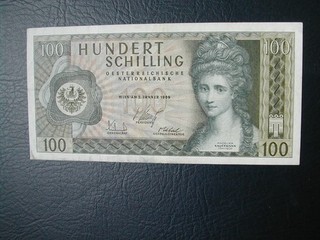 Austria 100 Schilling Banknote 1969 / Good Grade