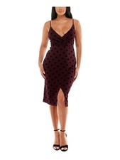 SPEECHLESS Womens Spaghetti Strap Knee Length Evening Faux Wrap Dress