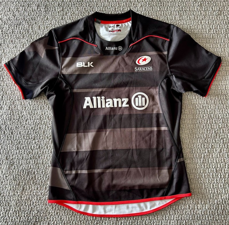 BLK London Saracens Rugby jersey, Black (Size Large)