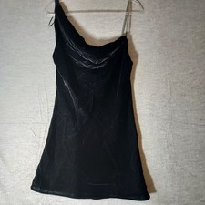 Velvet Little Black Dress Chain Strap Zara  Size Small Party Club