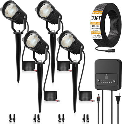 #ad Low Voltage Landscape Lighting Kit with Dusk to Dawn Transformer 4 Pack $106.99