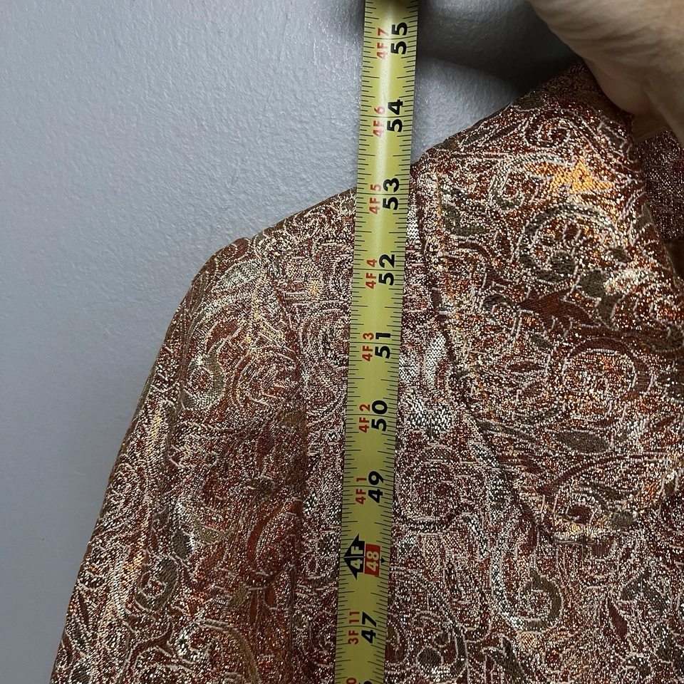 VTG 60s Metallic Burnt Orange & Gold Brocade Evening Long Coat Haute Couture 8 - Image 4 of 4