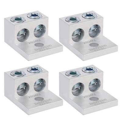 4pcs Dual Aluminum Ground Lugs, Premium Dual Rated Twin-Barrel Aluminum Mecha...
