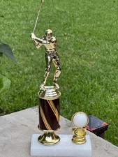 11" Golf Trophy Award MVP-Father's Day gift - Wood Column -Engrave  Ship -Free