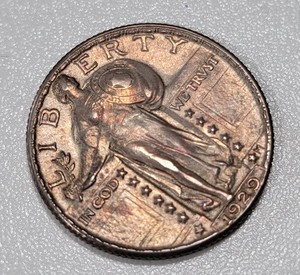 1929 Standing Liberty Quarter 25c, AU with beautiful toning
