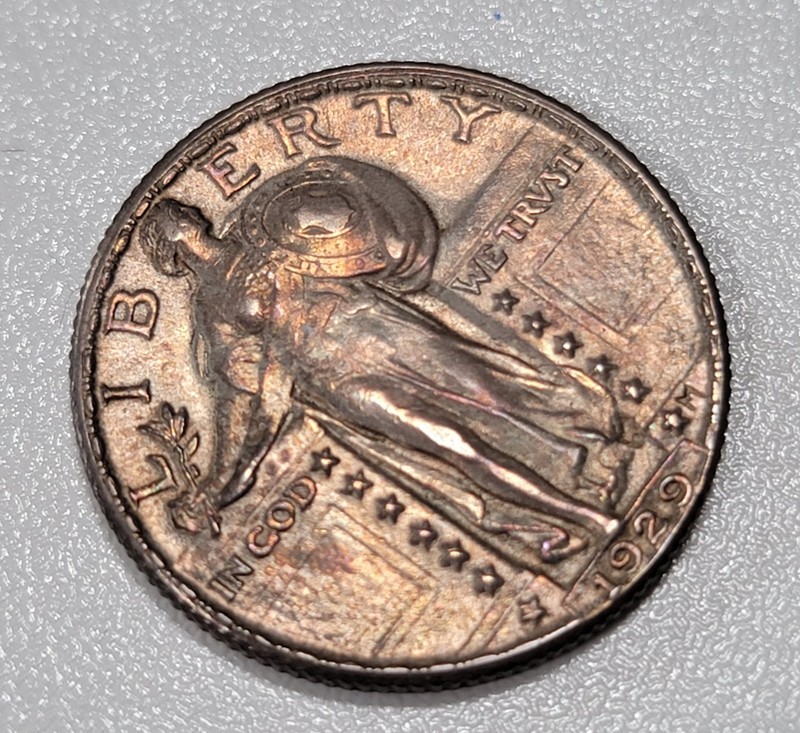 1929 Standing Liberty Quarter 25c, AU with beautiful toning