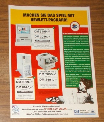 Seltene Werbung HEWLETT PACKARD HP VECTRA VL PC Personal Computer 1998