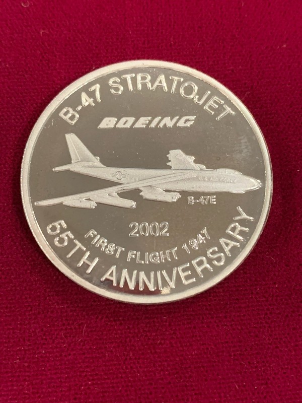 2002 B-47 Stratojet, Boeing Employees Coin Club, 1.50 Troy oz .999 Fine Silver