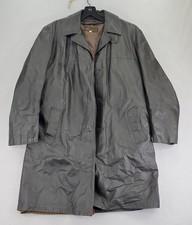 VTG Eddie Bauer Leather Coat Mens 42 Brown Premium Goose Down Long Jacket FLAWS