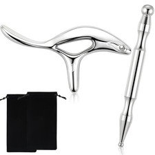 Lanties 2 Pcs Trigger Massage Tool Acupuncture Pen Gua Sha Large, Silver