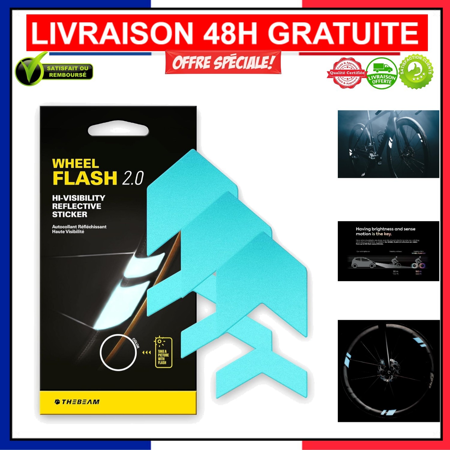 WHEEL FLASH 2.0 autocollant réfléchissant jante vélo sécurité réfléchissante